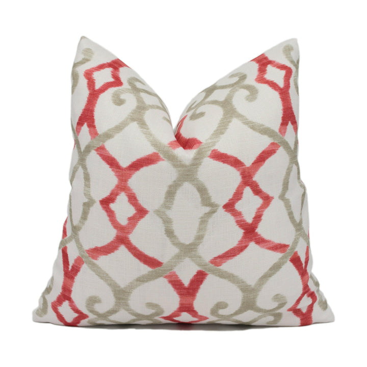 Jane Churchill - Colefax and Fowler - Silwood - Red - Striking Trellis Print Cushion Cover - Handmade Throw Pillow Designer Home Décor.