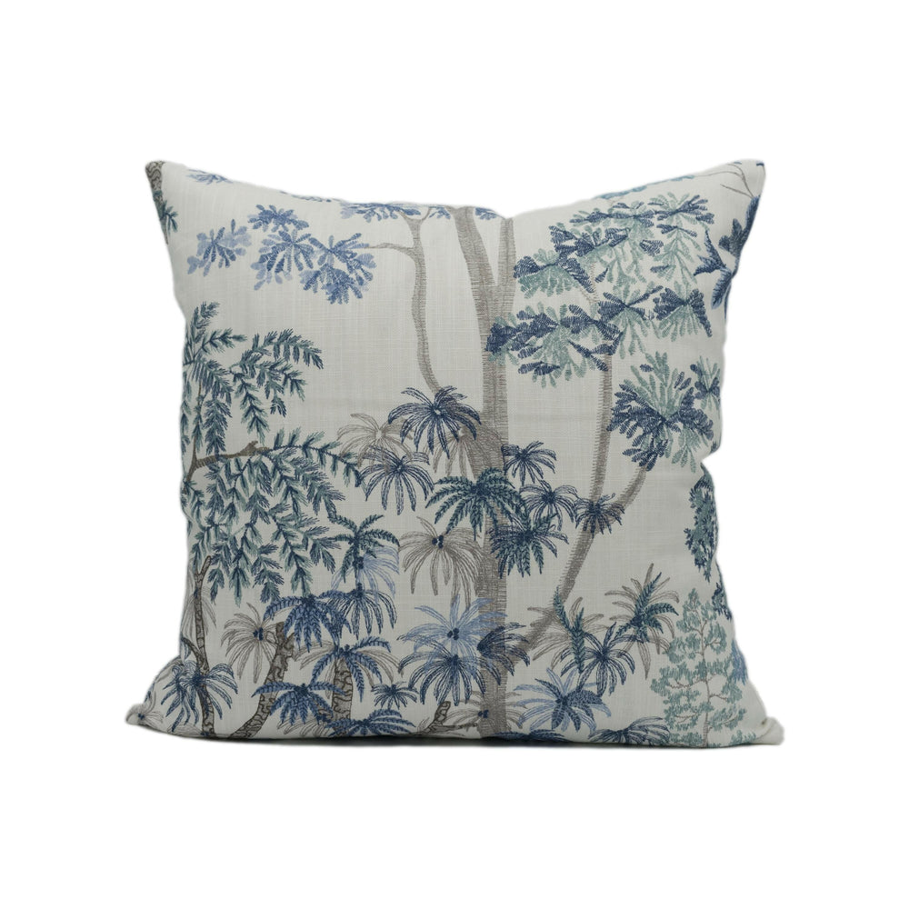 Jane Churchill - Kingswood - Blue - Magnificent Embroidery Inspired Tree Canopy Cushion Cover - Handmade Throw Pillow - Designer Home Décor.