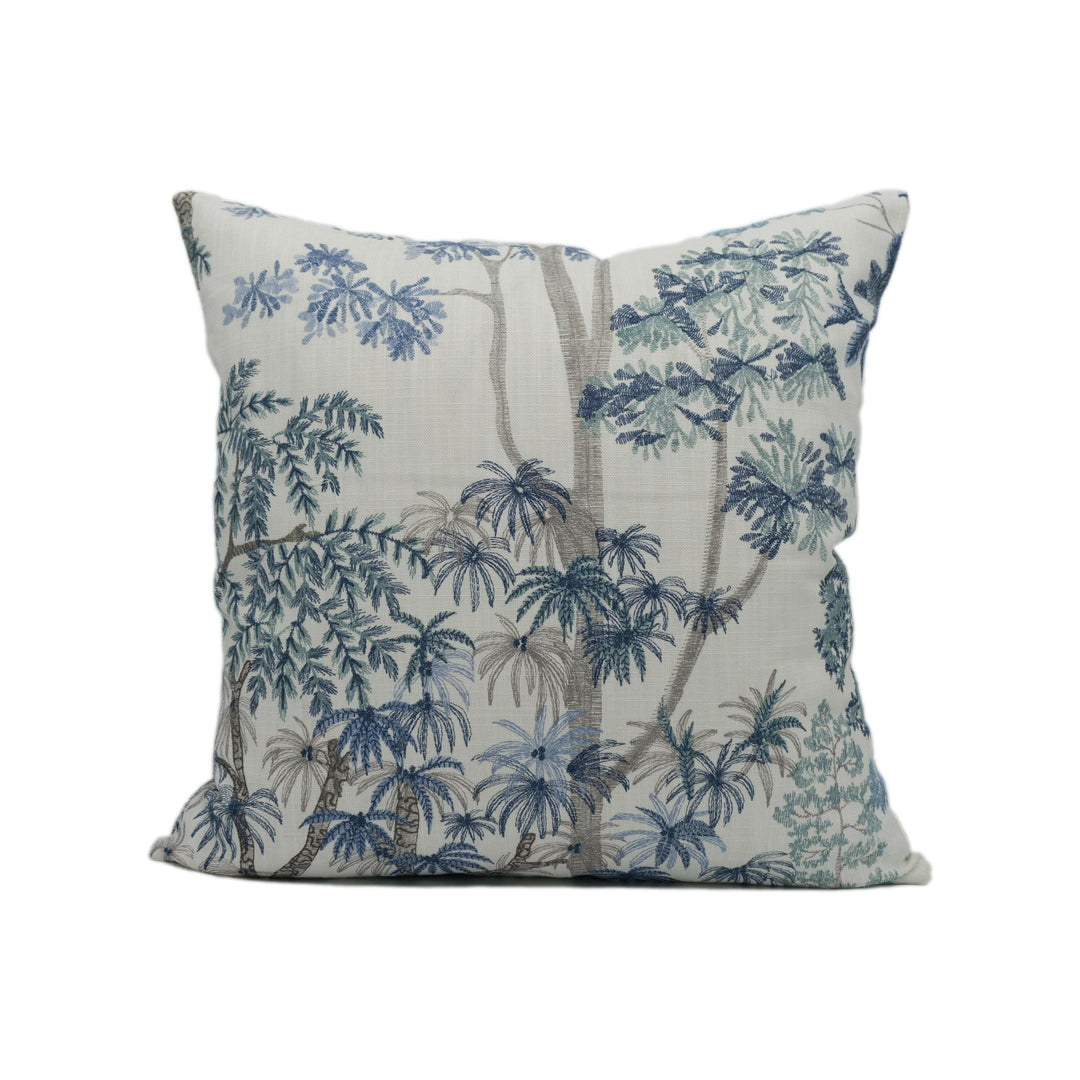 Jane Churchill - Kingswood - Blue - Magnificent Embroidery Inspired Tree Canopy Cushion Cover - Handmade Throw Pillow - Designer Home Décor.