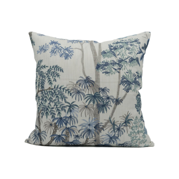Jane Churchill - Kingswood - Blue - Magnificent Embroidery Inspired Tree Canopy Cushion Cover - Handmade Throw Pillow - Designer Home Décor.