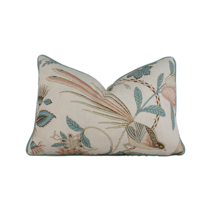 Schumacher - Campagne - Peacock &amp; Rouge - Lush Lively French Floral Designer Cushion Cover - Handmade Throw Pillow - Designer Home Decor.