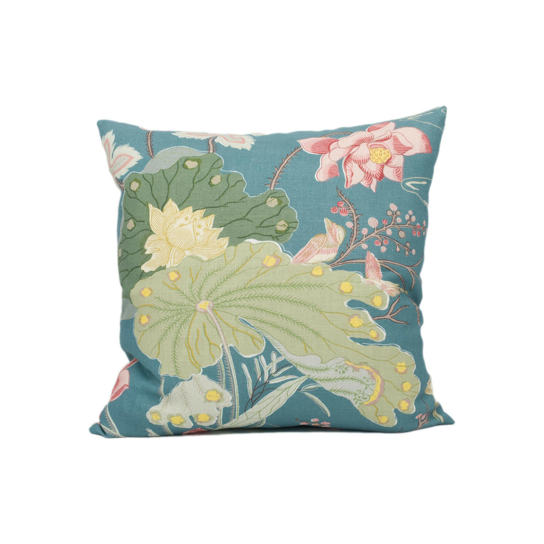 Lee Jofa - Luzon Print - Lagoon - Asian Inspired Water Birds Floral Cushion Cover - Handmade Throw Pillow - Designer Home Décor.