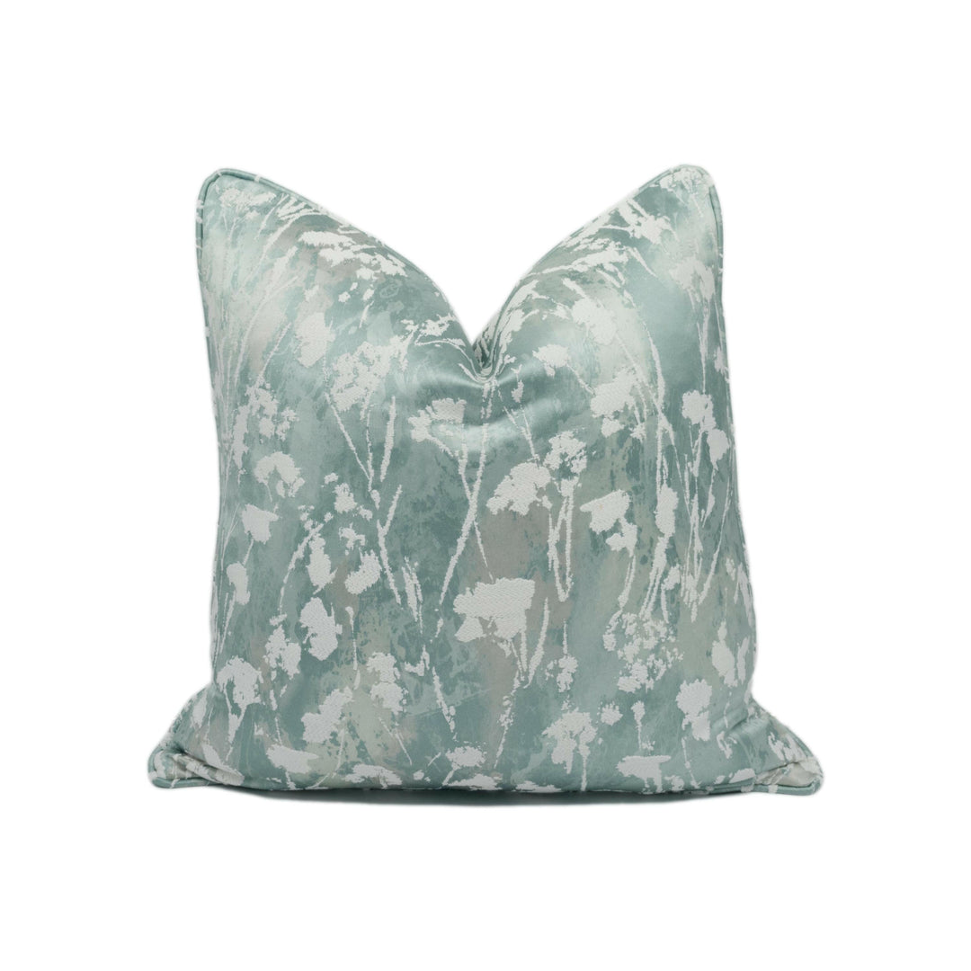 Ashley Wilde x Kai - Jacinth - Sea Green  - Mesmerising Floral Metallic Designer Cushion Cover - Luxury Throw Pillow - Handmade Home Decor.