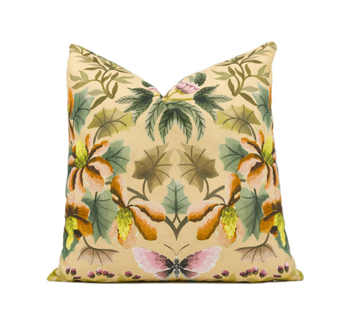 Designers Guild - Ikebana Damask - Coral - Painterly Kaleidoscopic Floral Cushion Cover - Handmade Throw Pillow - Designer Home Décor.