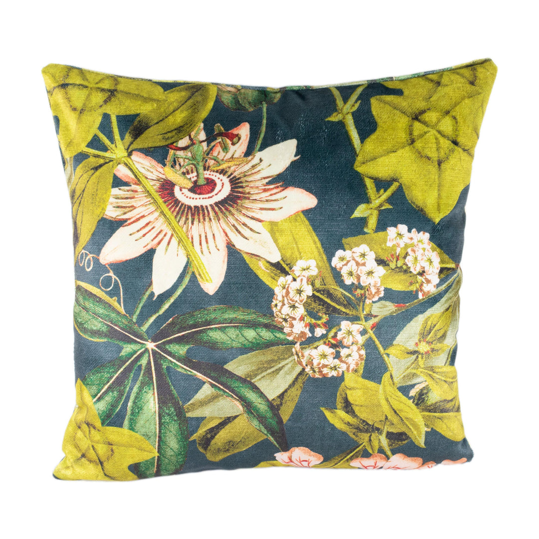 Clarke &amp; Clarke – Passiflora – Midnight/Spice – Cushion Cover – Jewel Toned Velvet Botanical