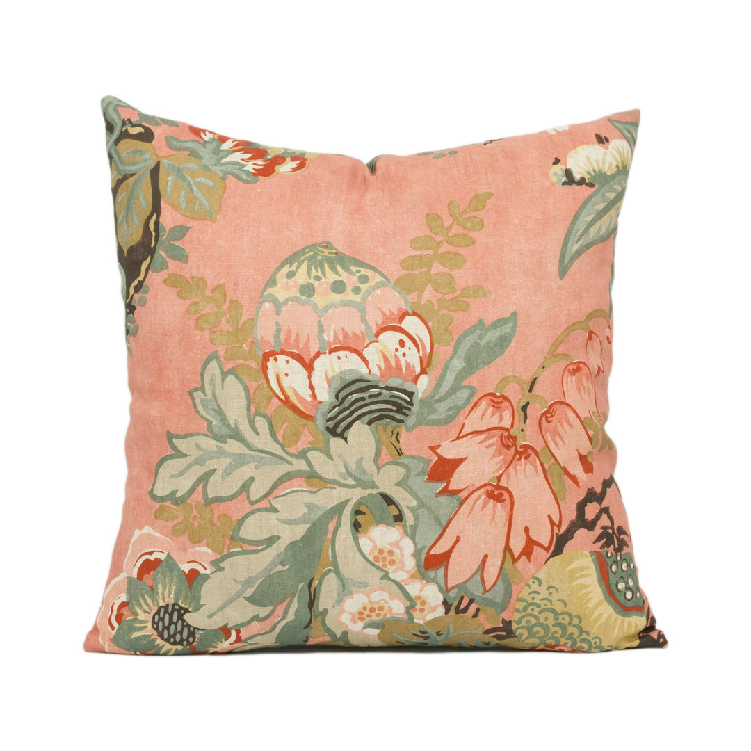 Anna French x Thibaut - Savoy Collection - Fairbanks - Salmon - Stunning Floral Cushion Cover - Handmade Pillow Throw - Luxury Home Décor.
