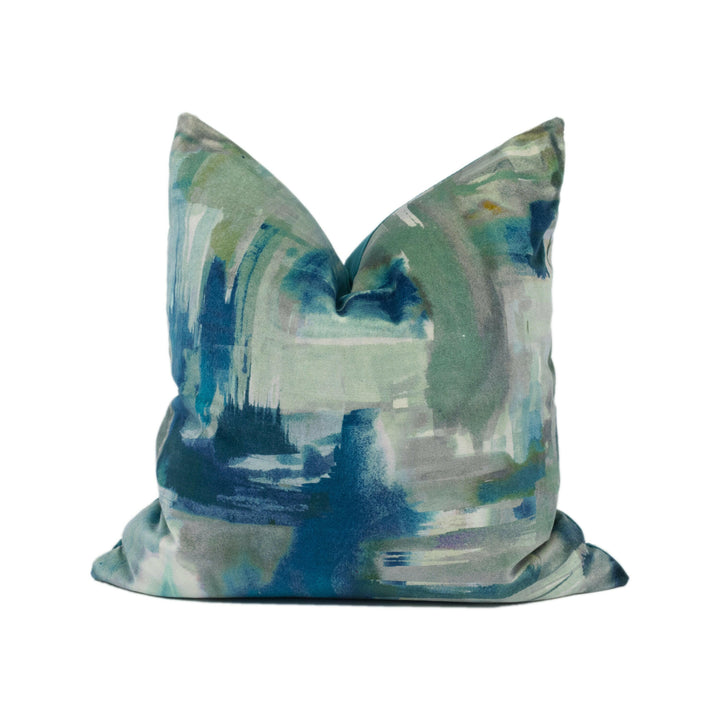 Boeme Design - Ocampo - Basil - Painterly Mexican Inspired Plush Velvet Cushion Cover - Handmade Throw Pillow - Designer Home Décor.