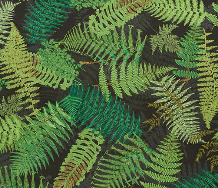 Schumacher - Fernarium - Green &amp; Black - Imaginative Fern Fronds Designer Cushion Cover - Handmade Throw Pillow - Luxury Home Decor.