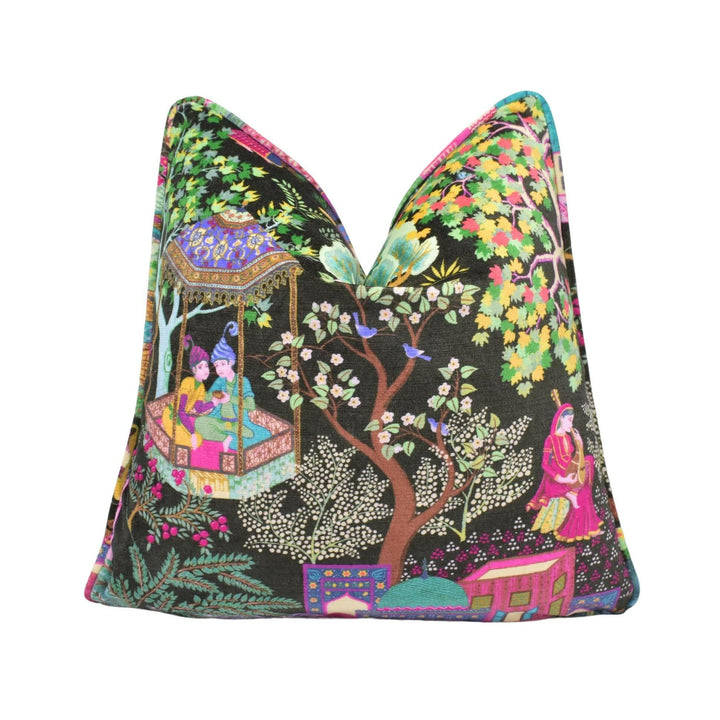 Manuel Canovas - Leyla Velours - Brun - Vibrant Cluttercore Maximalist Velvet Designer Cushion Cover - Bohemian Throw Pillow - Handmade Home.