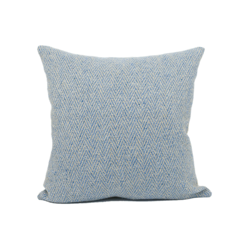 Zoffany - Banyan - Soft Blue - Rustic Chunky-Knit Herringbone Weave Cushion Cover - Handmade Throw Pillow - Designer Home Décor.