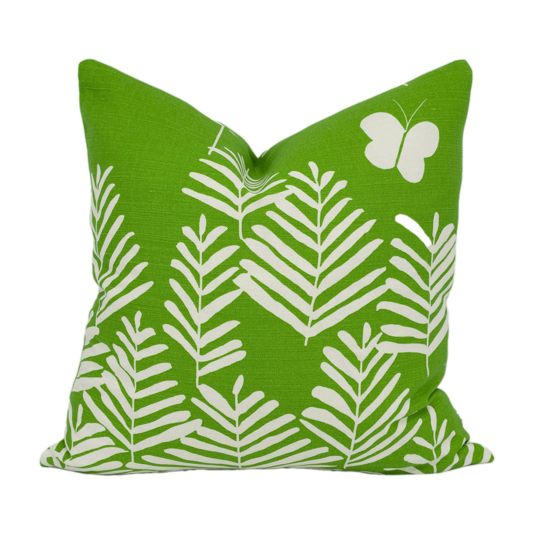 Vera Neumann for Schumacher - Fern Silhouette - Green - Crisp Graphic Botanical Designer Cushion Cover - Handmade Throw Pillow - Luxury Home.