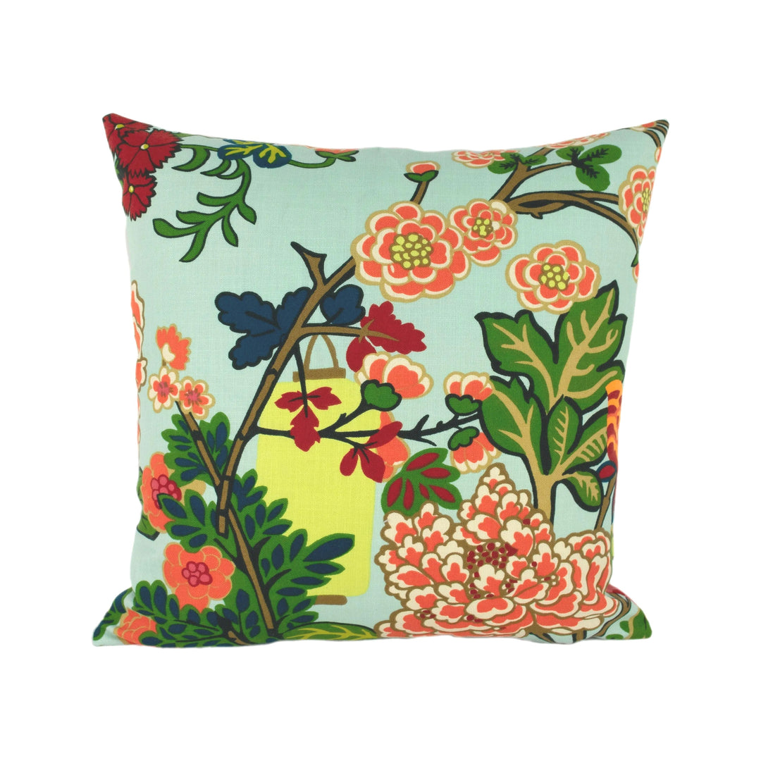 Schumacher - Chiang Mai Dragon - Aquamarine - Art Deco Chinoiserie Designer Cushion Cover - Handmade Throw Pillow Luxury Home Decor.