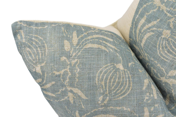 GP and J Baker - Pomegranate - Aqua - 18th Century Indian Delicate Floral Designer Cushion Cover - Luxury Throw Pillow - Handmade Home.