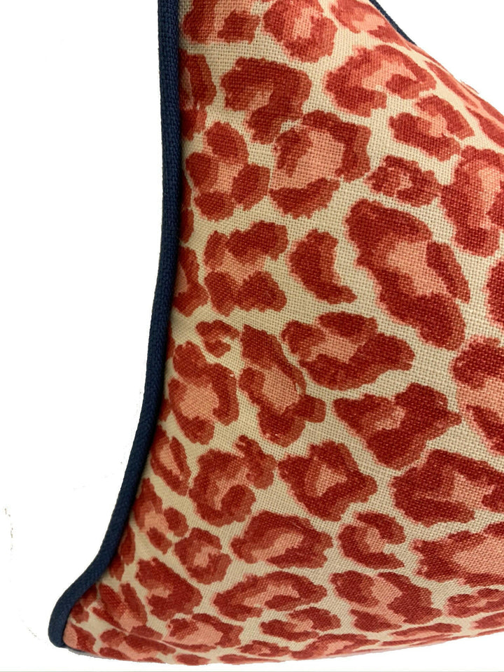 Colefax and Fowler - Panthera - Red - Soft Animal Print Stripe Designer Cushion Cover - Luxury Throw Pillow Handmade Home Decor.