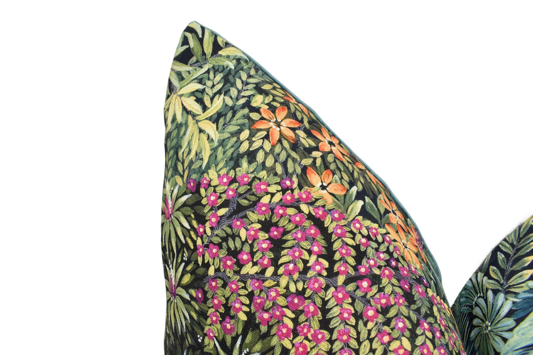 Cole & Son -  Cascade Linen Union - Teal and Viridian - Effervescent Radiant Foliage Designer Cushion Cover - Luxury Throw Pillow - Handmade.