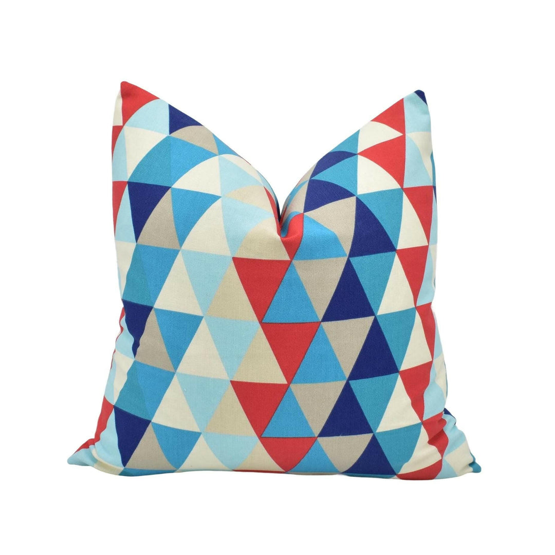 Harlequin - Kaleidoscope - Blue / Multi - Funky Bold Geometric Designer Cushion Cover - Stylish Triangle Throw Pillow - Handmade Home Decor.