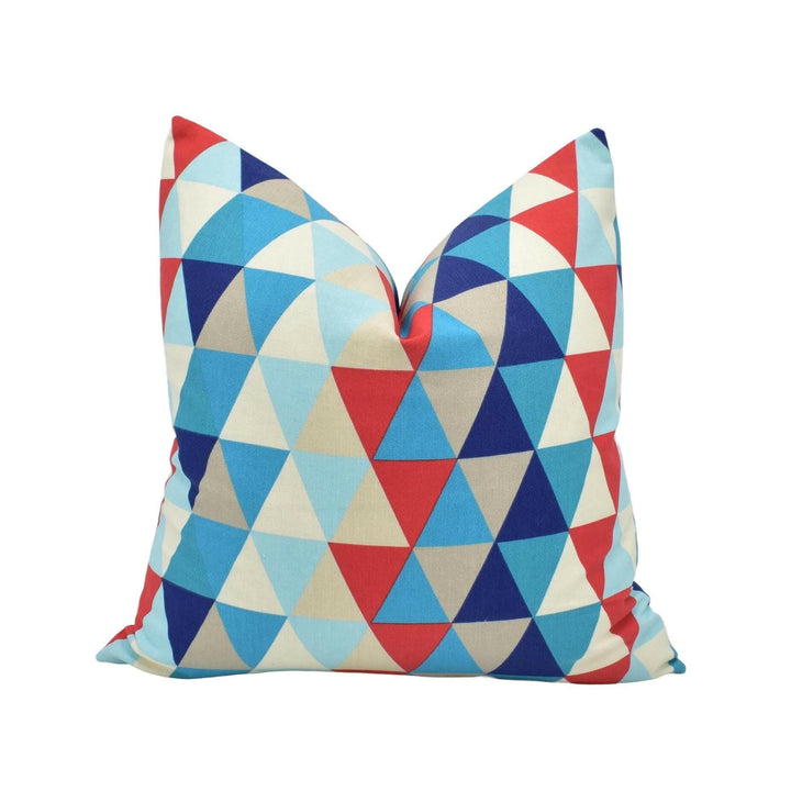 Harlequin - Kaleidoscope - Blue / Multi - Funky Bold Geometric Designer Cushion Cover - Stylish Triangle Throw Pillow - Handmade Home Decor.