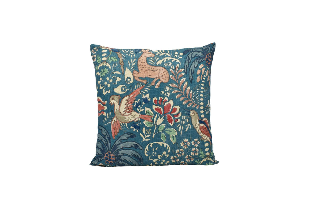 Mulberry Home - Fantasia - Teal - Enchantingly Rich Nostalgic Forest Creatures Designer Cushion Cover - Luxury Throw Pillow Handmade Home.