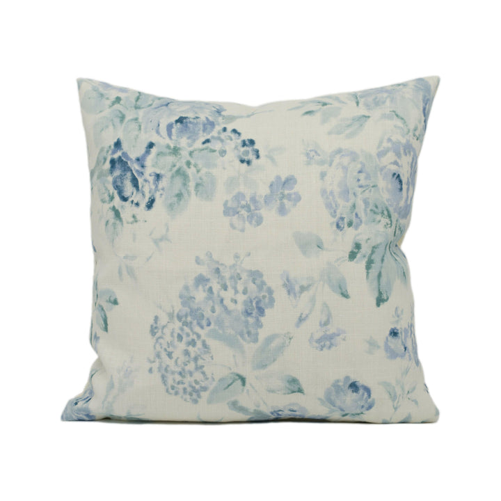 Lee Jofa - Hollyhock - Aqua / Blue - Rare Elegant Floral Cushion Cover - Handmade Blue Floral Pillow Cover - Blue White Flowery Throw Pillow.