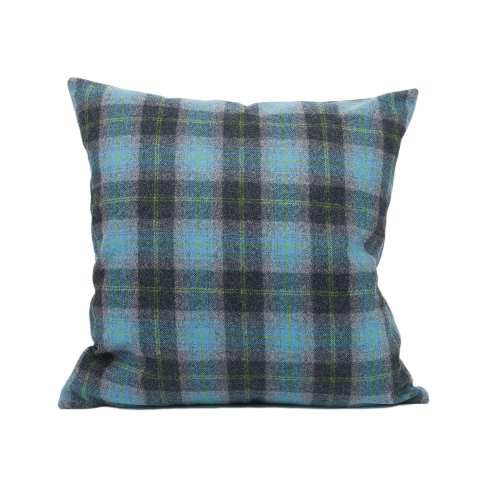 Abraham Moon - Wimbledon Check - Multi / Blue -  100% Wool Cushion Cover - Designer Plaid Pillow Cover - Handmade Custom Abraham Moon Pillow.