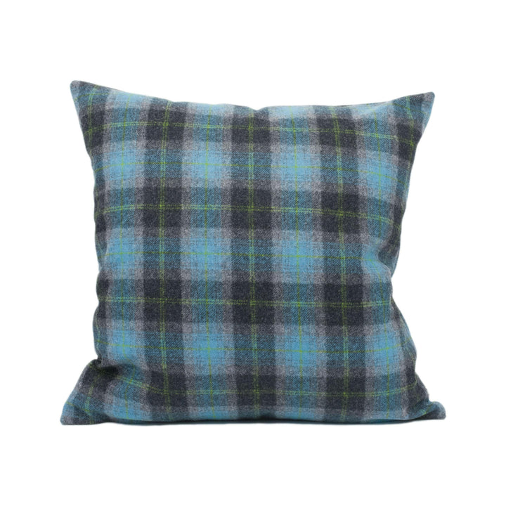 Abraham Moon - Wimbledon Check - Multi / Blue -  100% Wool Cushion Cover - Designer Plaid Pillow Cover - Handmade Custom Abraham Moon Pillow.