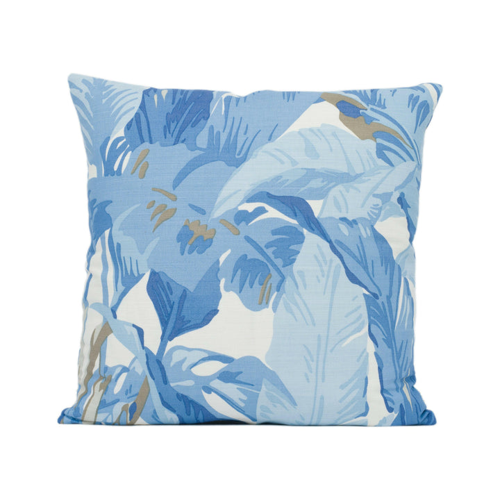 Thibaut - Travelers Palm - Spa Blue - Exotic Tropical Jungle Leaf Cushion Cover Handmade Throw Pillow Designer Home Décor.