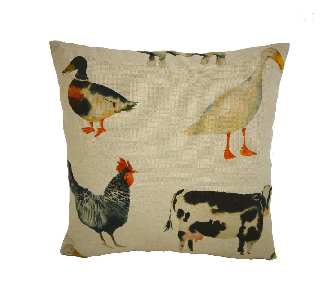 Clarke & Clarke x Studio G - On the Farm - Linen - Lovely Farmhouse Cushion Cover Throw Pillow Designer Home Decor.