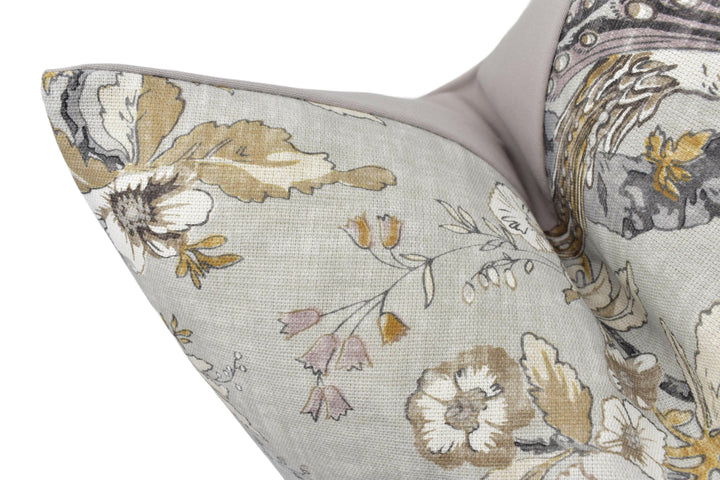 Zoffany - Chintz - Quartz Grey - Tropical Birds & Springtime Flowers Designer Cushion Cover - Luxury Throw Pillow - Handmade Home Decor.