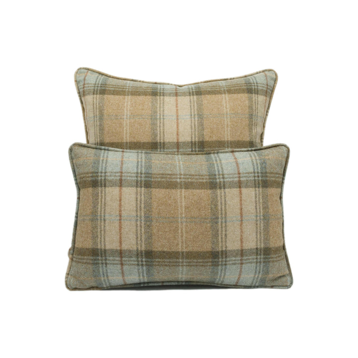 Abraham Moon - Stroud - Eau De Nil - 100% Wool Cushion Cover - Designer Plaid Pillow Cover - Handmade Custom Abraham Moon Pillow.