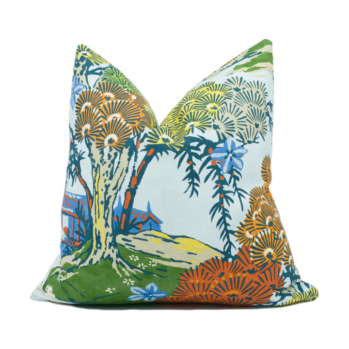 Scalamandre - Sea of Trees - Kaleidescope - Bright Colourful Scenic Pattern Cushion Cover - Handmade Throw Pillow - Designer Home Décor.