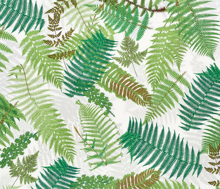 Schumacher - Fernarium - Green & Ivory - Imaginative Fern Fronds Designer Cushion Cover - Handmade Throw Pillow - Luxury Home Decor.