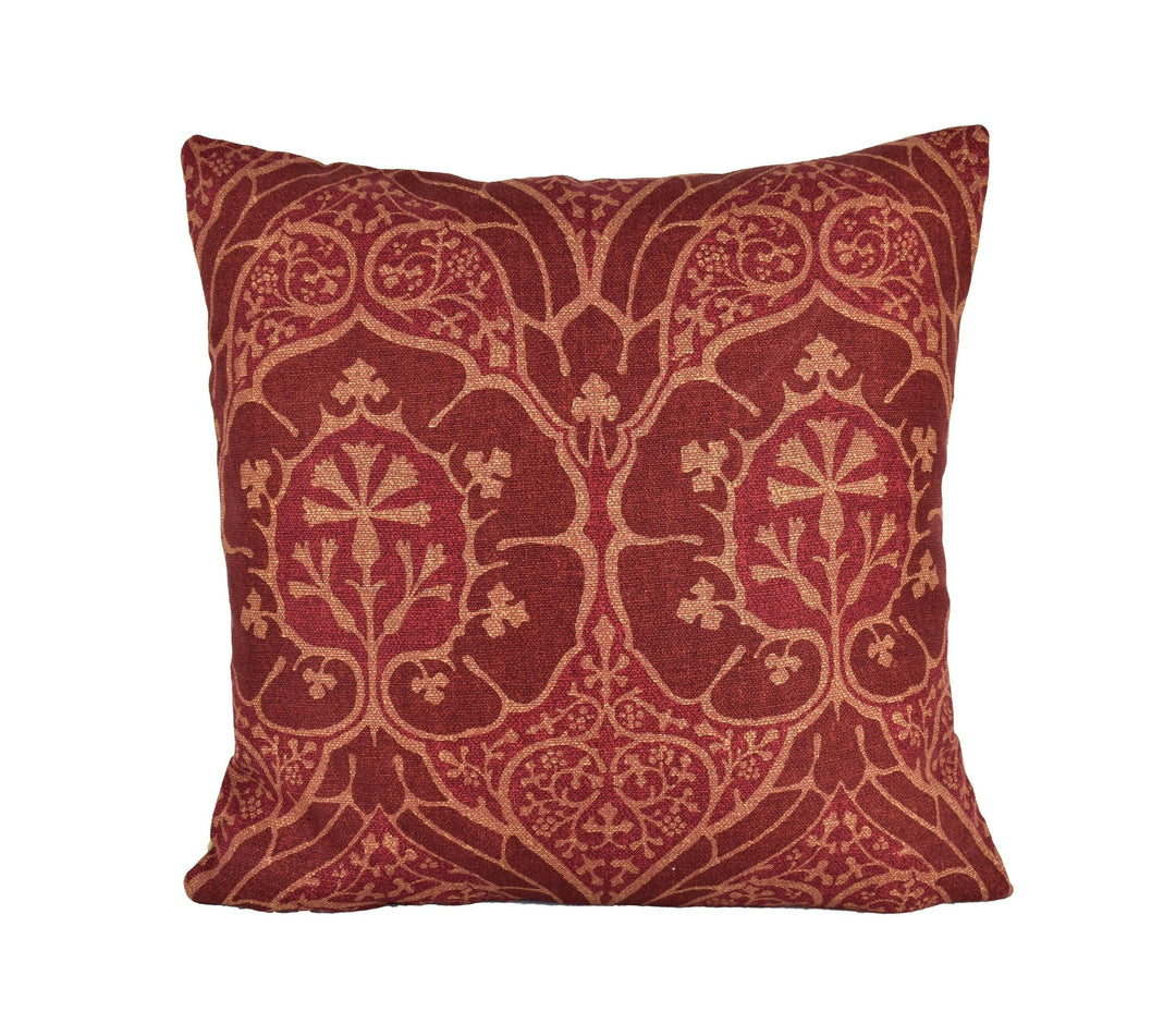 William Morris - Voysey - Red  - Cushion Cover Throw Pillow Designer Home Decor.