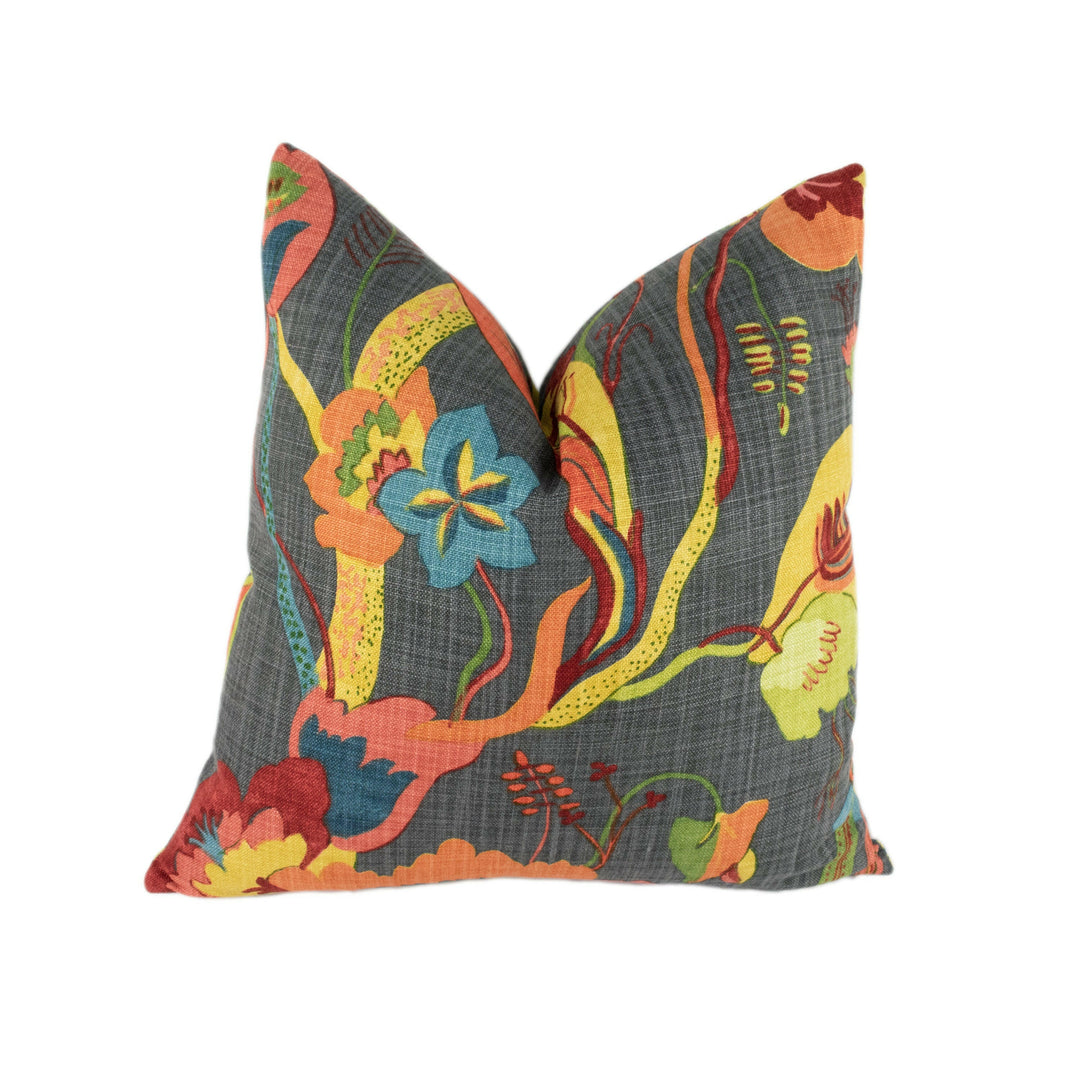G.P. & J. Baker - California - Spice / Charcoal - Complex Floral Botanical Designer Cushion Cover - Luxury Throw Pillow - Handmade Home.