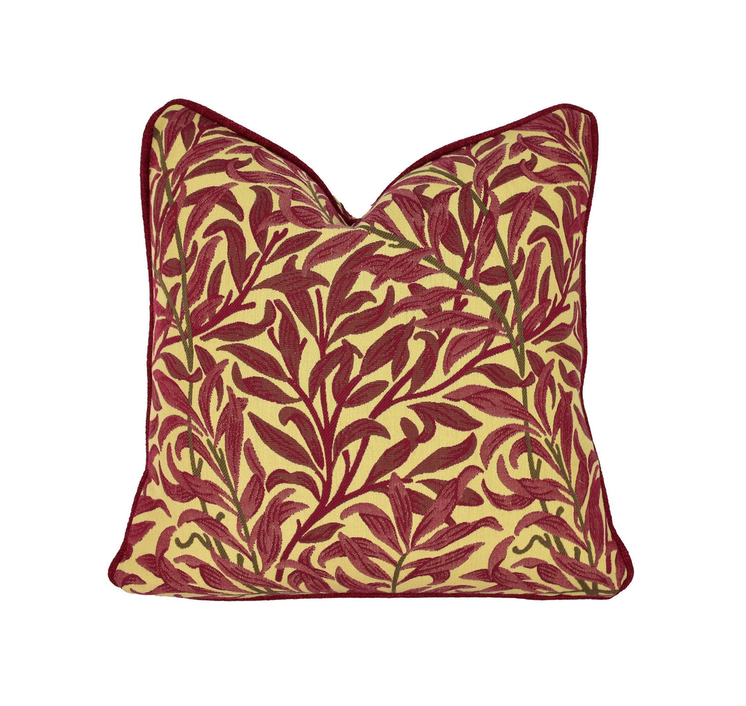 William Morris - Willow Bough Weave - Crimson / Manilla - Cushion Cover Throw Pillow Designer Home Decor.