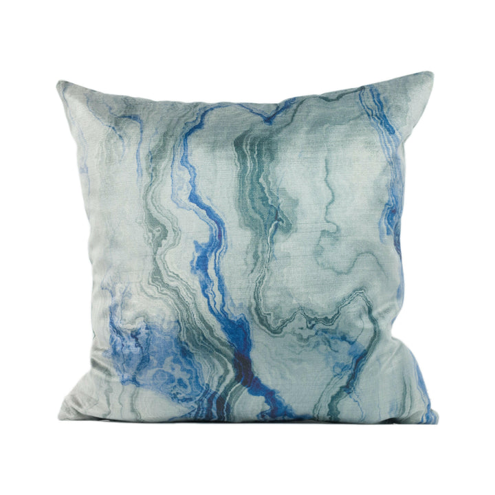 Swaffer - Marble - 04 FR - Luxury Modern Blue & Grey Marble Print Cushion Cover - Handmade Throw Pillow - Designer Home Décor.