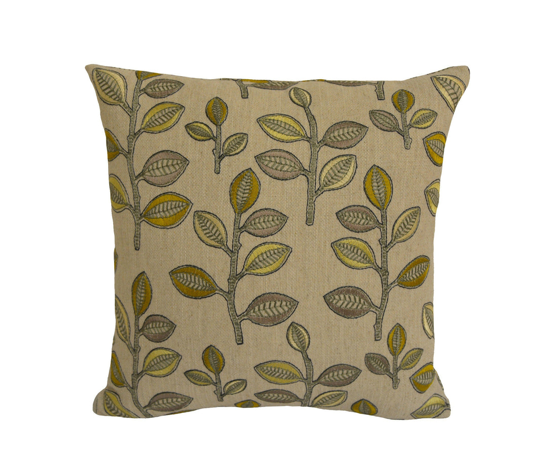 Prestigious - Bourton - Mimosa - Contemporary Embroidered Leaf Cushion Cover - Handmade Throw Pillow Designer Home Decor.