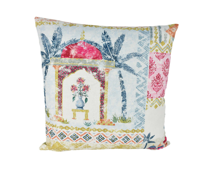 Jane Churchill - Kashmir  Garden - Blue / Red - Delicate Central Asian Patchwork Designer Cushion Cover - Luxury Throw Pillow Handmade Home.