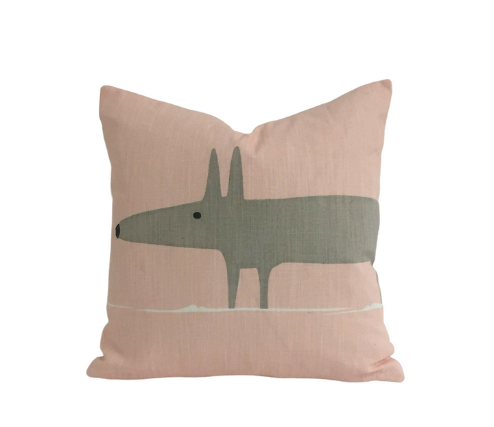 MR FOX - Scion - Blush  - Delicate &amp; Stylish Pink Mr Fox Cushion Cover - Handmade Throw Pillow - Designer Home Decor.