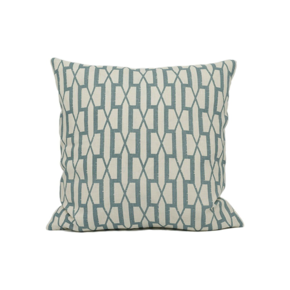 Schumacher - Belvedere - Peacock Blue - Sophisticated Modern Trellis Geometric Cushion Cover - Handmade Throw Pillow - Designer Home Décor.