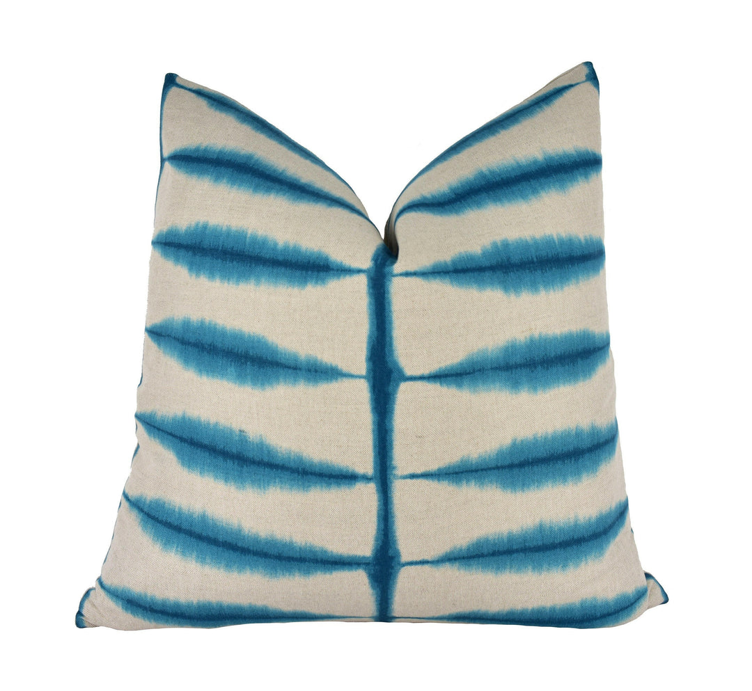 Scion - Shibori - Teal / Linen - Ancient Japanese Shibori Technique Cushion Cover - Handmade Throw Pillow Designer Home Decor.