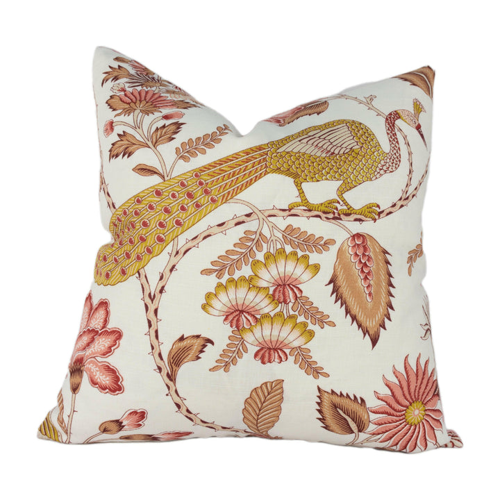 Schumacher - Campagne - Rose &amp; Ochre - Lush Lively French Floral Designer Cushion Cover - Handmade Throw Pillow - Designer Home Decor.