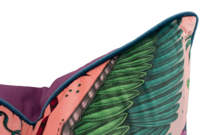 Funky Modern Coral Pink Maximalist Fantasy Leopard Spotted Lynx Velvet Designer Cushion Cover - Luxury Throw Pillow - Handmade Home Decor.