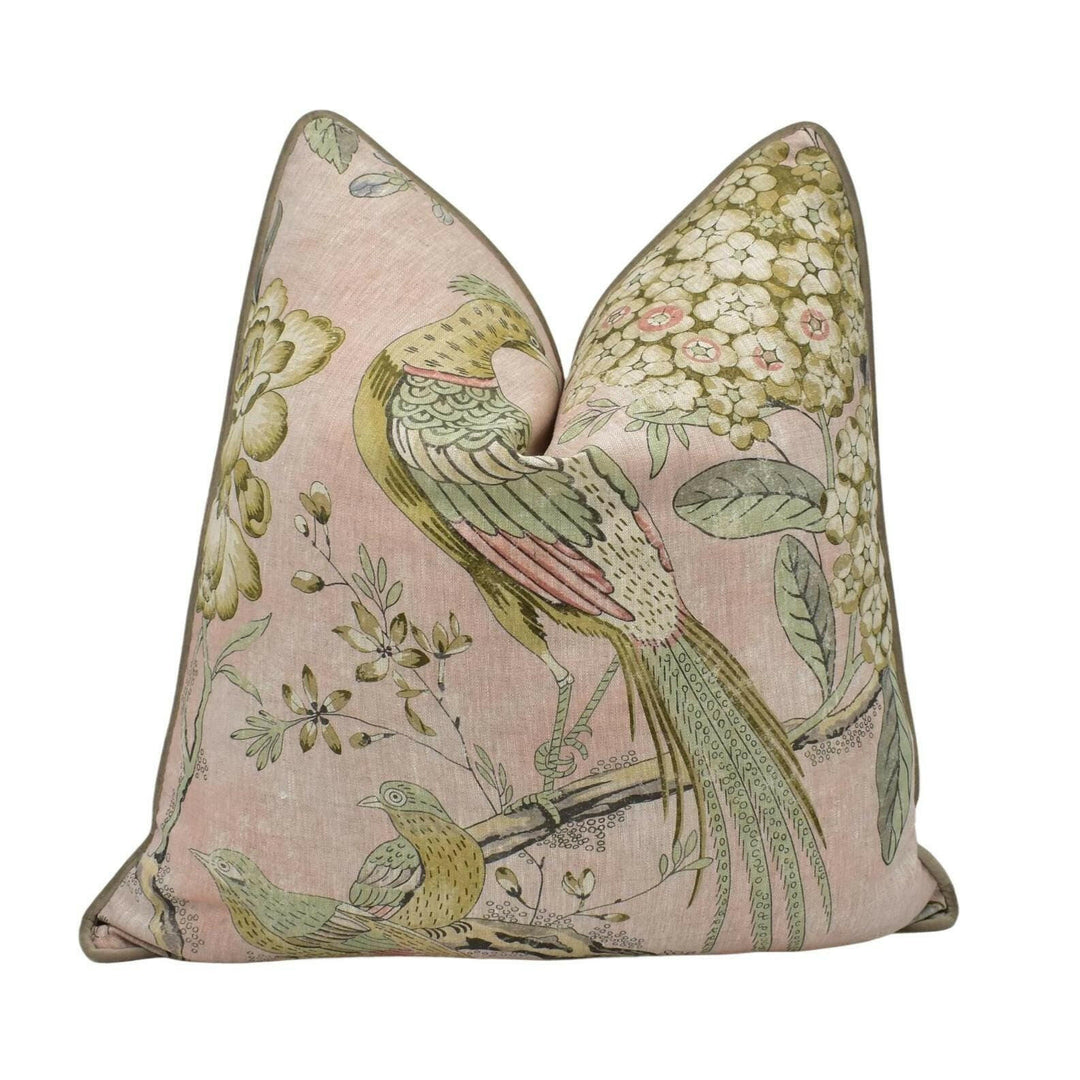Anna French x Thibaut - Villeneuve - Blush - Antique Avant Garde Bird Designer Cushion Cover - Luxury Throw Pillow - Handmade Home Decor.