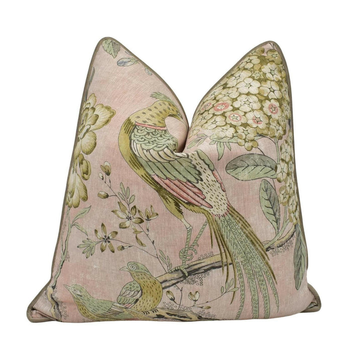 Anna French x Thibaut - Villeneuve - Blush - Antique Avant Garde Bird Designer Cushion Cover - Luxury Throw Pillow - Handmade Home Decor.