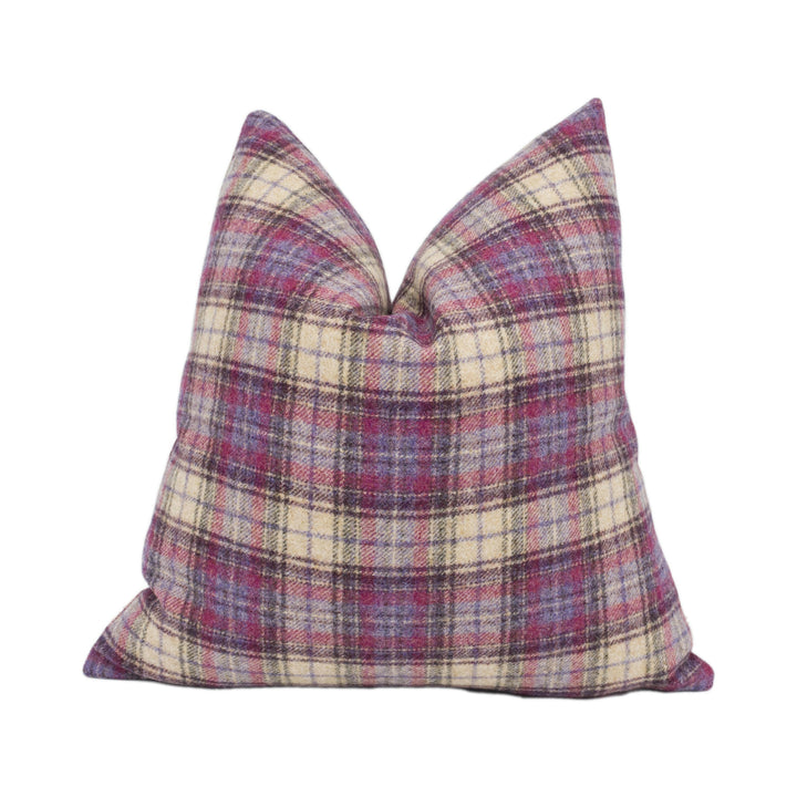 Abraham Moon - Doune - Grape - 100% Wool Cushion Cover - Designer Plaid Pillow Cover - Handmade Custom Abraham Moon Pillow.