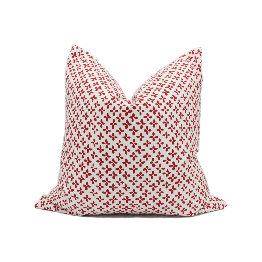 Schumacher - Emerson - Red - Fun Small Scale Geometric Quatrefoil Inspired Cushion Cover - Handmade Throw Pillow - Designer Home Décor.
