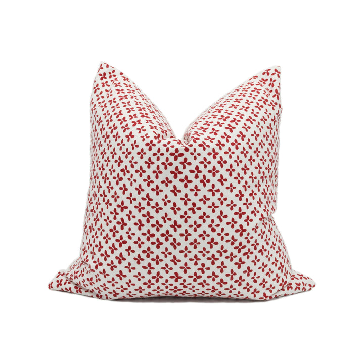 Schumacher - Emerson - Red - Fun Small Scale Geometric Quatrefoil Inspired Cushion Cover - Handmade Throw Pillow - Designer Home Décor.