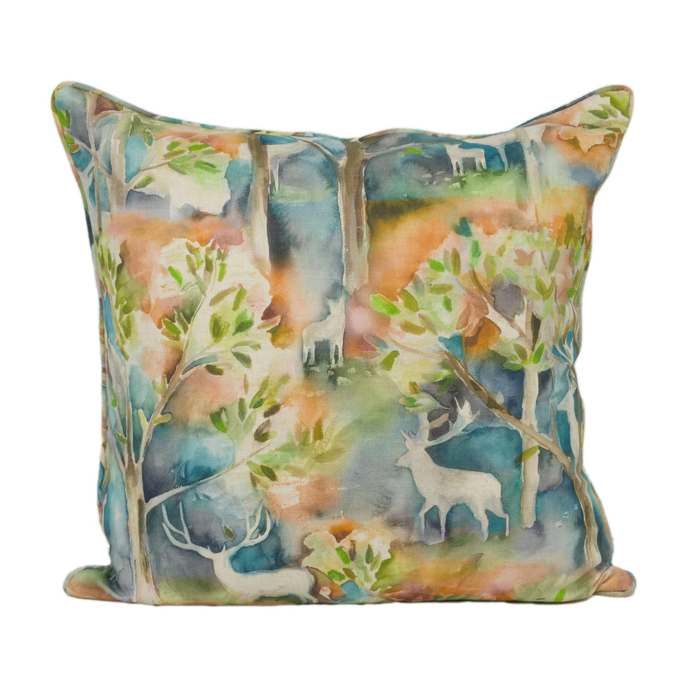 Voyage Decoration - Seneca Forest - Autumn - Majestic Self Piped Watercolour Deer Cushion Cover - Handmade Throw Pillow Designer Home Décor.