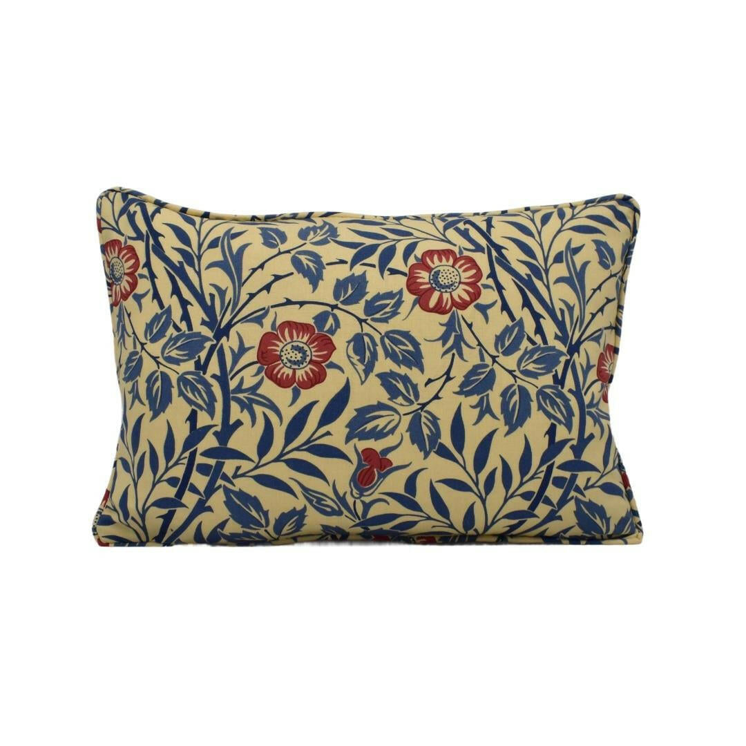 William Morris - Sweet Briar - Indigo / Red - Bittersweet Rose &amp; Thorns Classic Morris Designer Cushion Cover - Luxury Throw Pillow Handmade.
