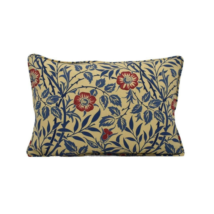 William Morris - Sweet Briar - Indigo / Red - Bittersweet Rose &amp; Thorns Classic Morris Designer Cushion Cover - Luxury Throw Pillow Handmade.